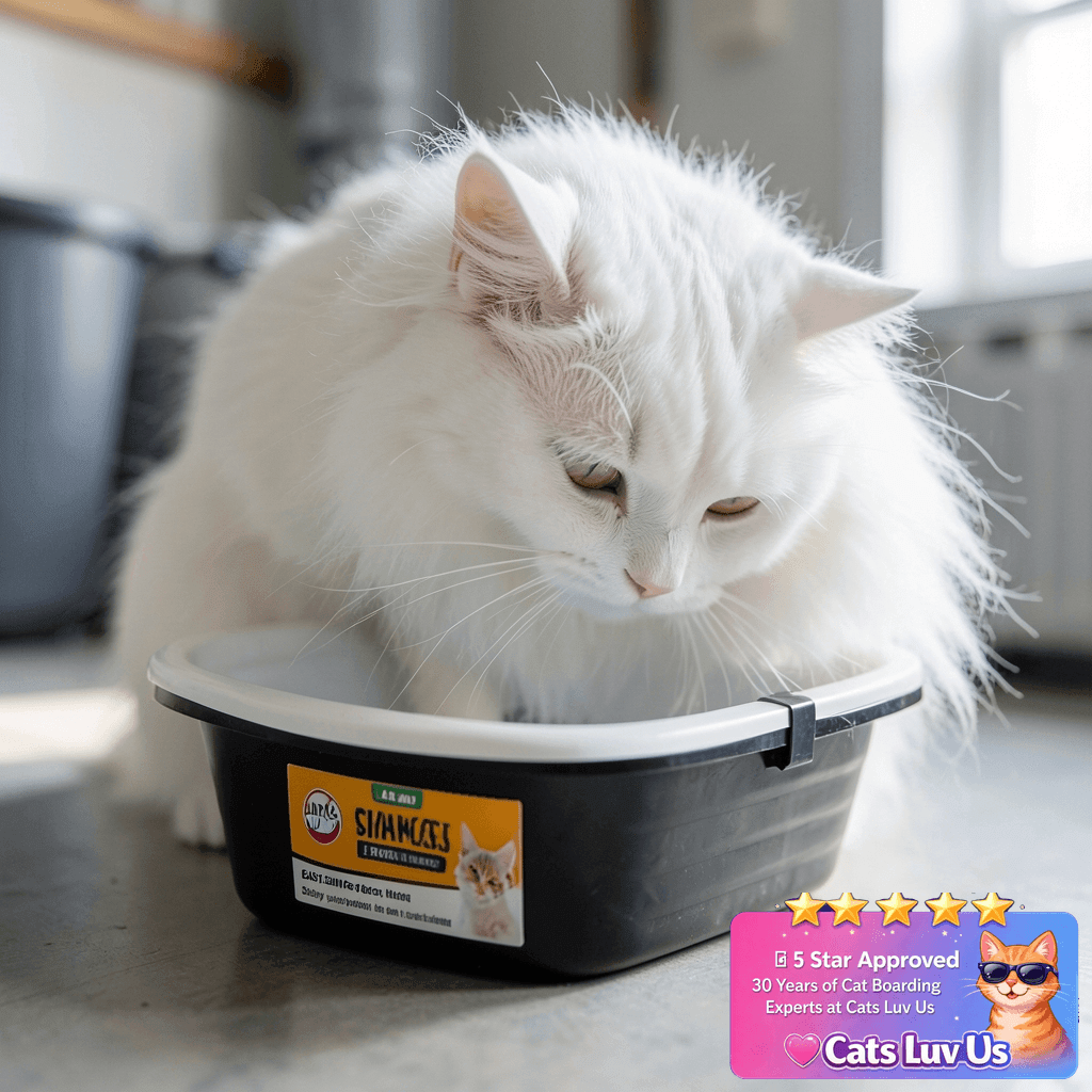 Arm & Hammer Large Sifting Litter Box ScoopFree Cat Litter with cat - professional product lifestyle photo