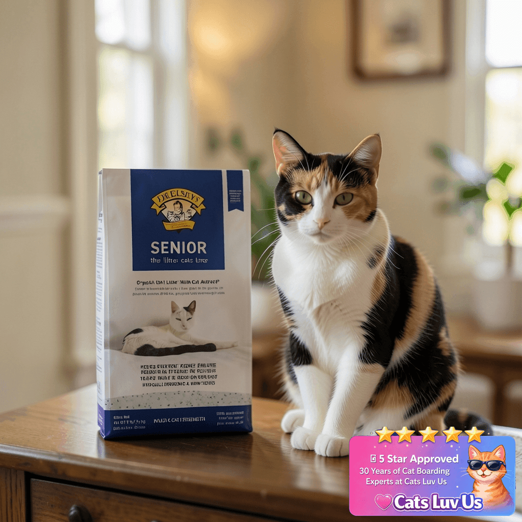 Precious Cat Senior Litter with cat - professional product lifestyle photo