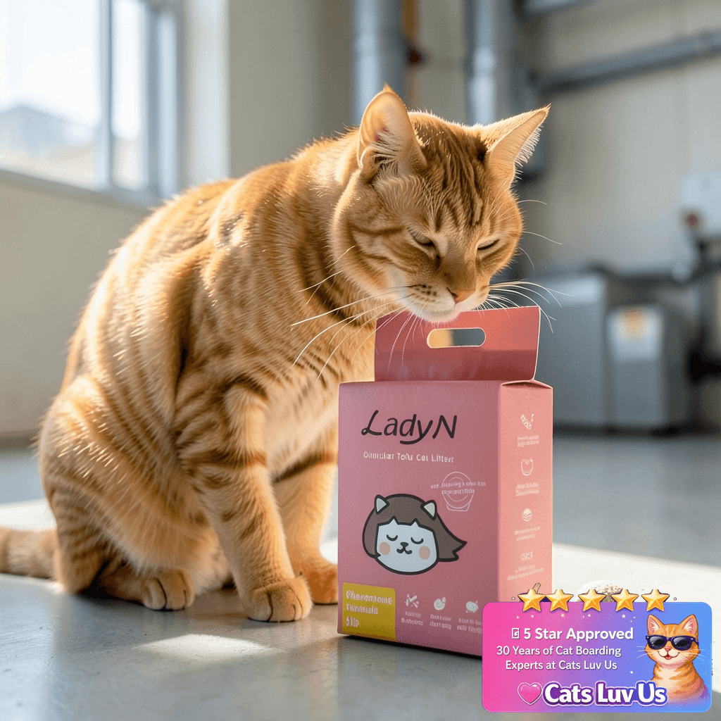 Lady N Cat Attract Tofu Litter – Natural Attractant Formula with cat - professional product lifestyle photo