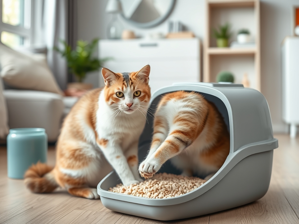 Cat owner reviewing DIY cat litter box accessories and hacks options for their pet in 2026