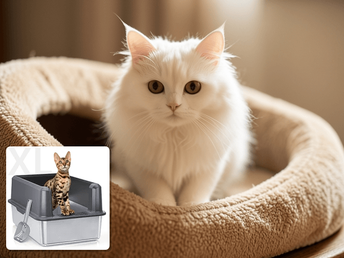 Cat owner reviewing DIY litter box furniture plans materials options for their pet in 2026