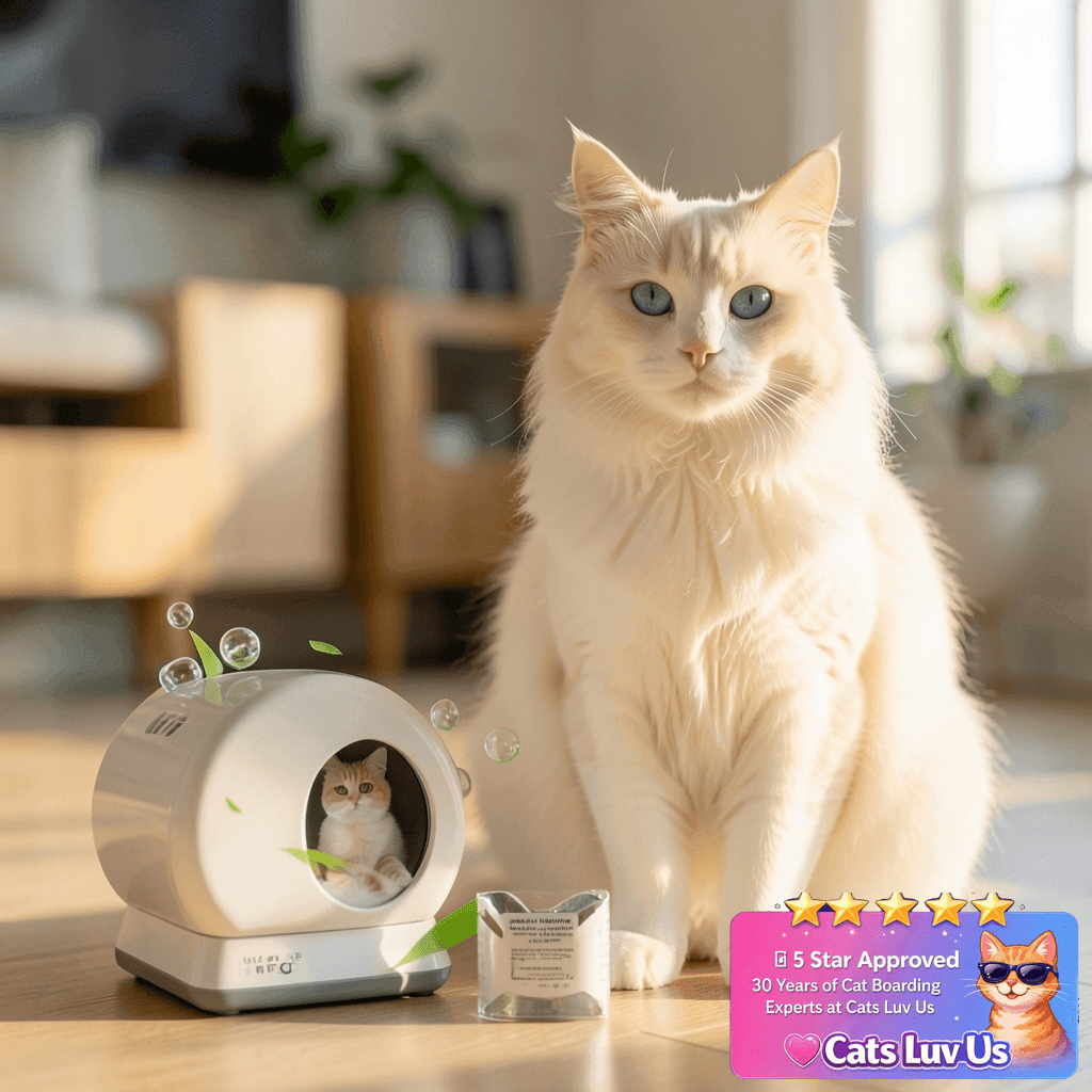 12 Pack Litter Box Deodorizer Compatible with MeoWant MW- with cat - professional product lifestyle photo