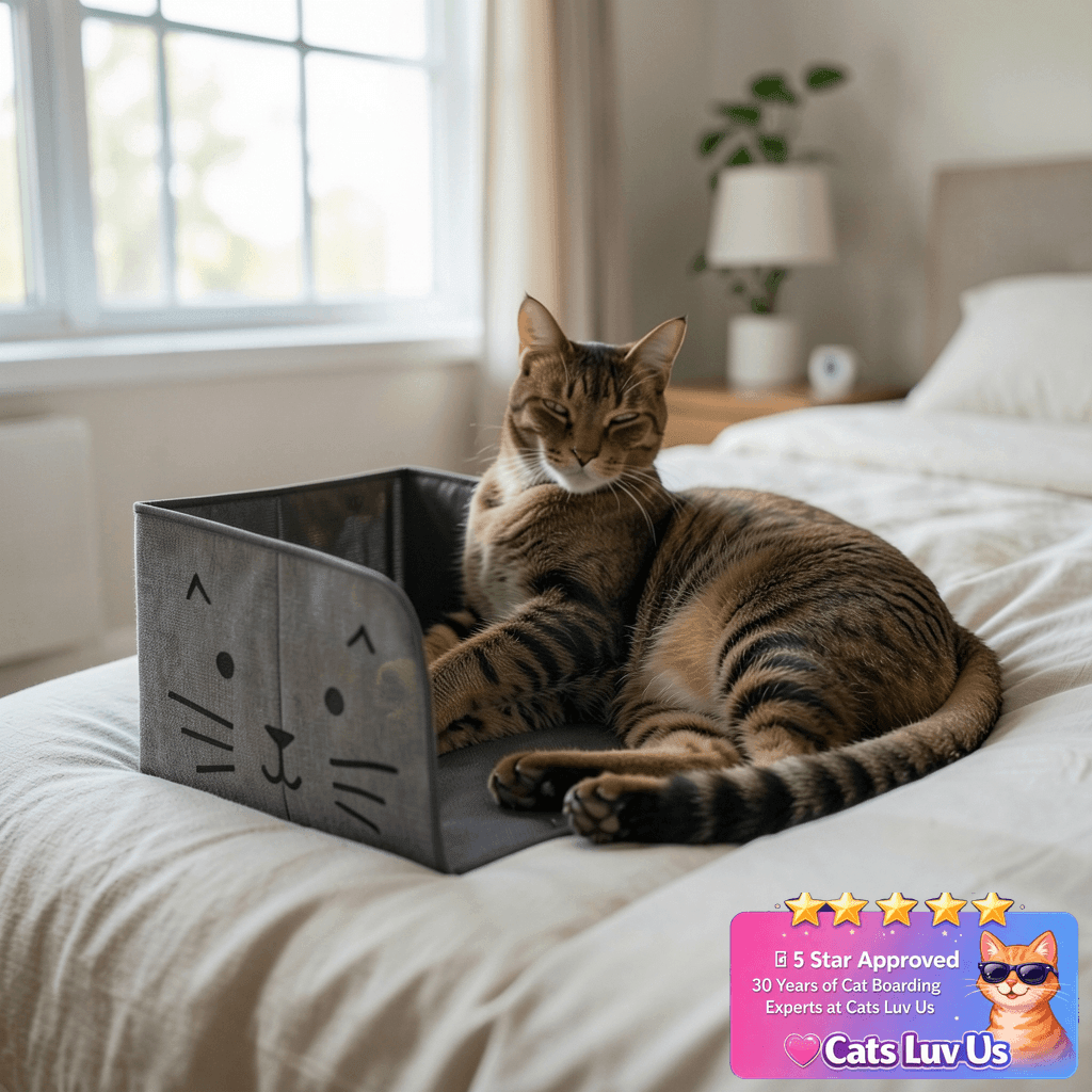 Coorganisers Waterproof Cat Litter Box Enclosure Splash with cat - professional product lifestyle photo