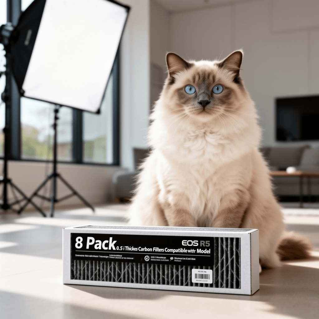 8 Pack 0.5 in Thickness Carbon Filters Compatible with Model with cat - professional product lifestyle photo