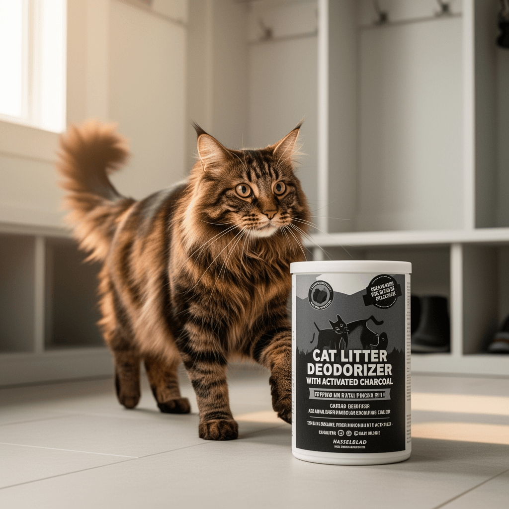 8 Pack Carbon Filters Compatible with Litter Robot 4 with cat - professional product lifestyle photo