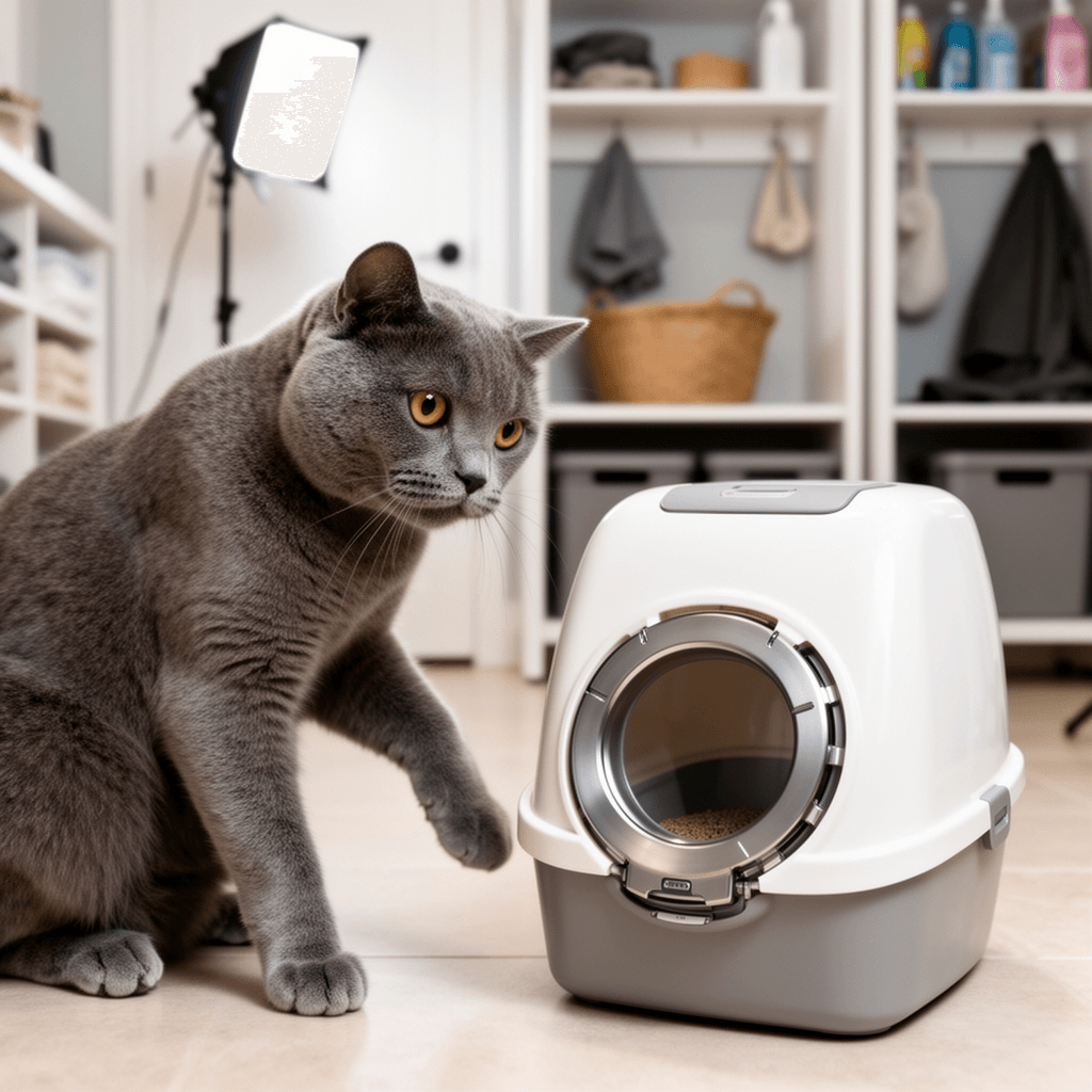 Cat Litter Box Toilet Pressure Ring Buckle Replacement for with cat - professional product lifestyle photo