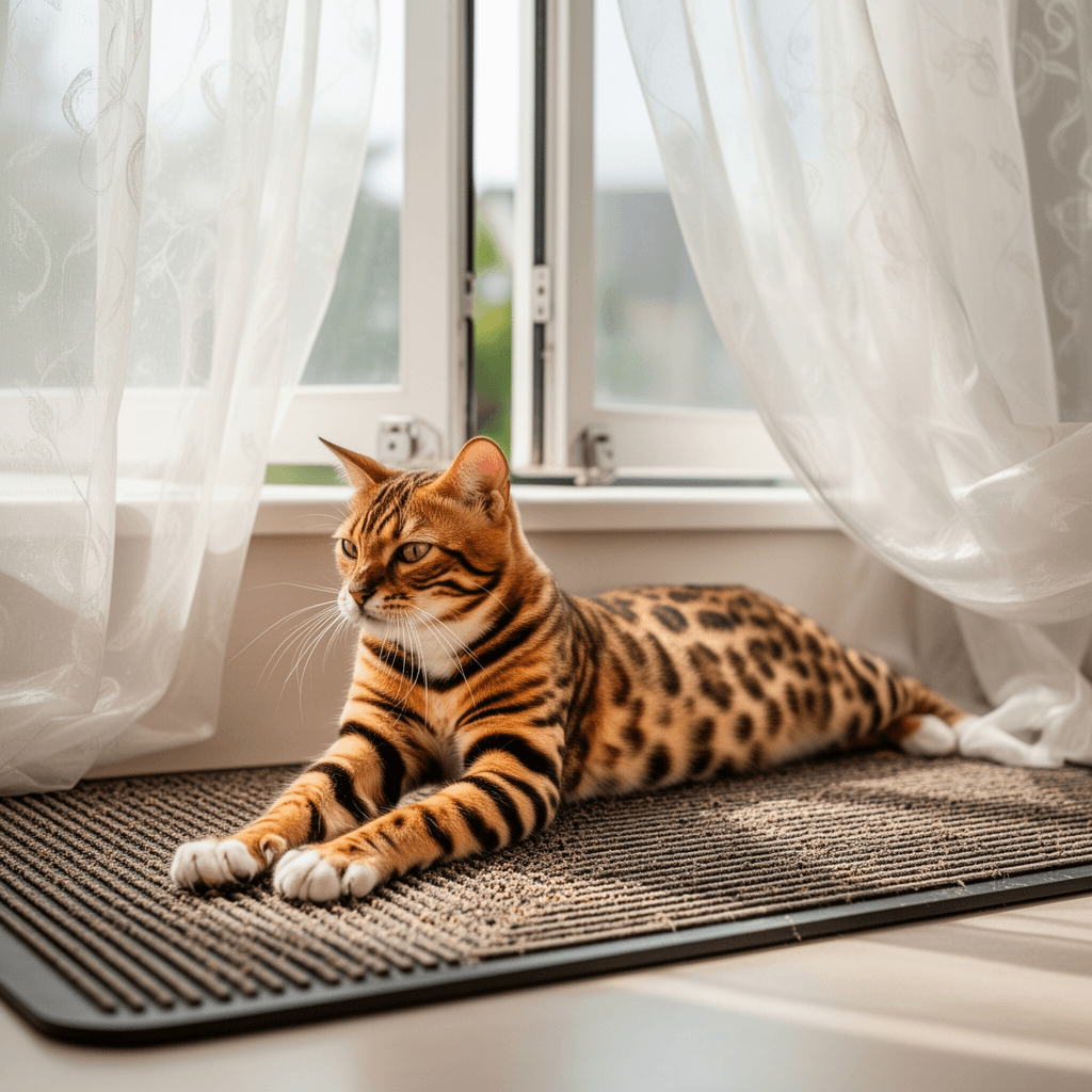 Automatic Cat Liner Tray Litter Mat Accessory - Scratch with cat - professional product lifestyle photo