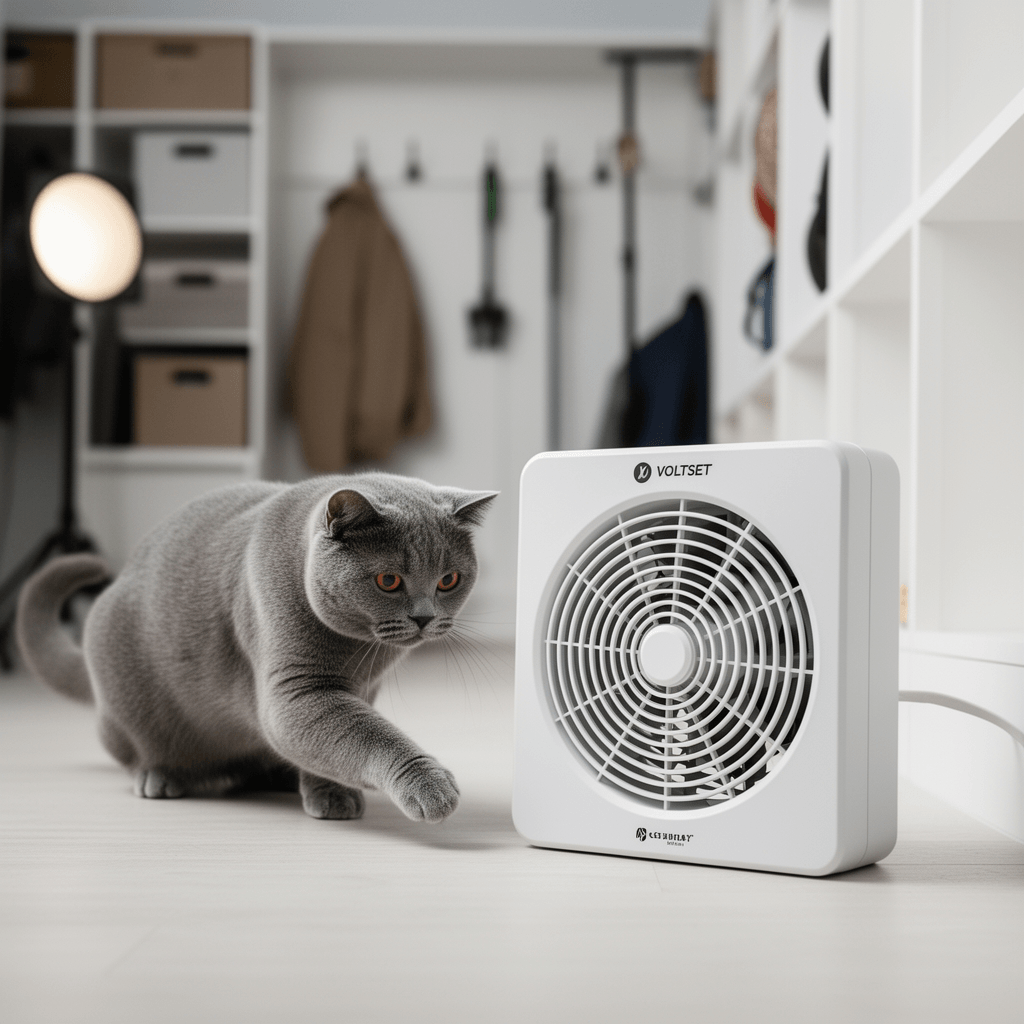 Voltset 8-Inch Kitchen Exhaust Fan with cat - professional product lifestyle photo