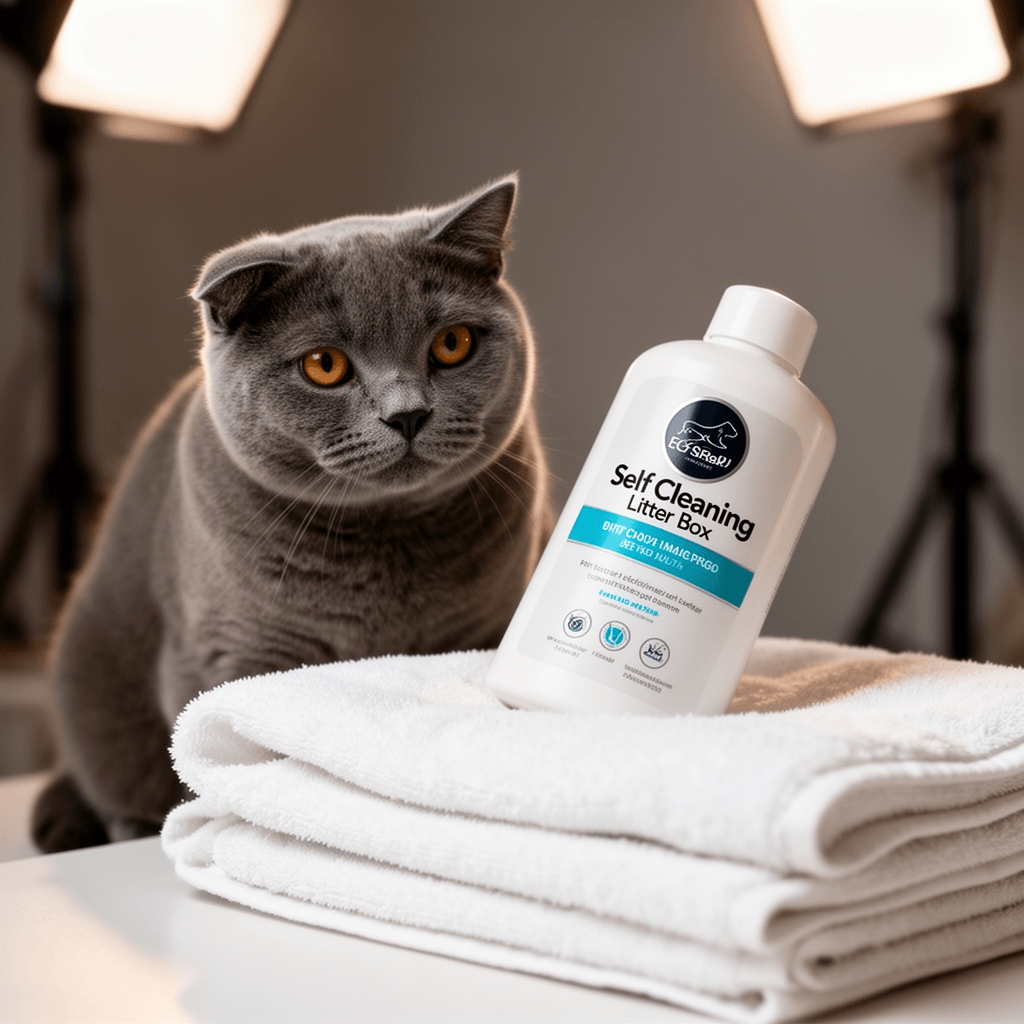 Self Cleaning Litter Box with cat - professional product lifestyle photo