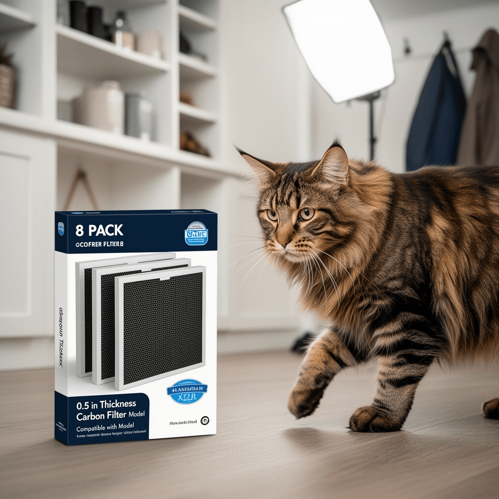 8 Pack 0.5 in Thickness Carbon Filters Compatible with Model with cat - professional product lifestyle photo