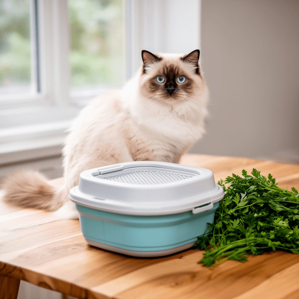 Portable Litter Box for Cats Kitten Foldable Travel Litter with cat - professional product lifestyle photo