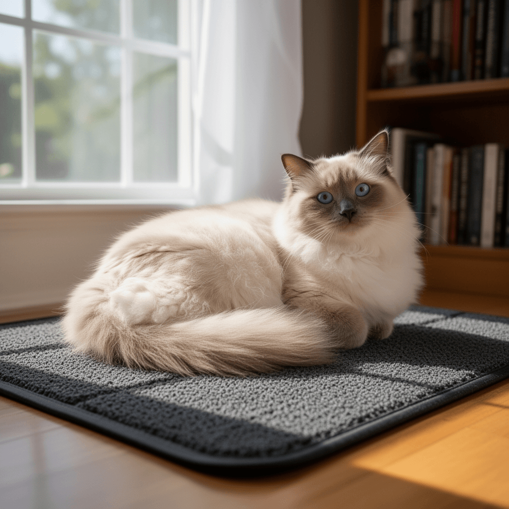 Drymate 2-Pack XL Original Cat Litter Mat with cat - professional product lifestyle photo
