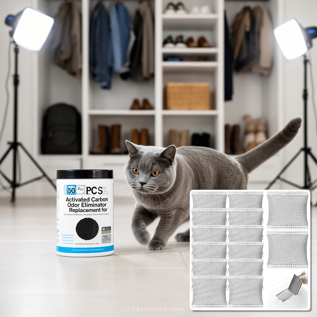 50 Pcs Activated Carbon Odor Eliminator Replacement for with cat - professional product lifestyle photo