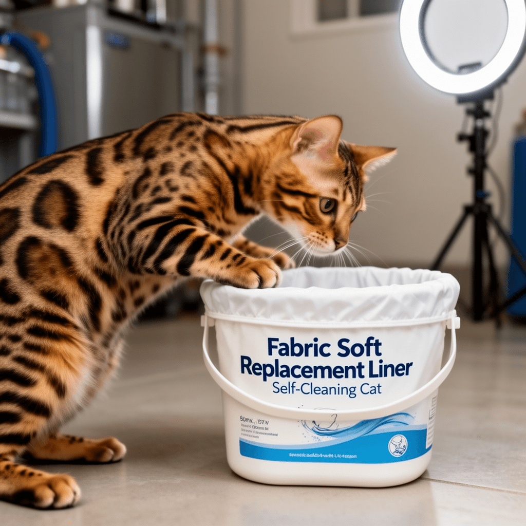 Fabric Soft Basin Replacement Liner for Self-Cleaning Cat with cat - professional product lifestyle photo