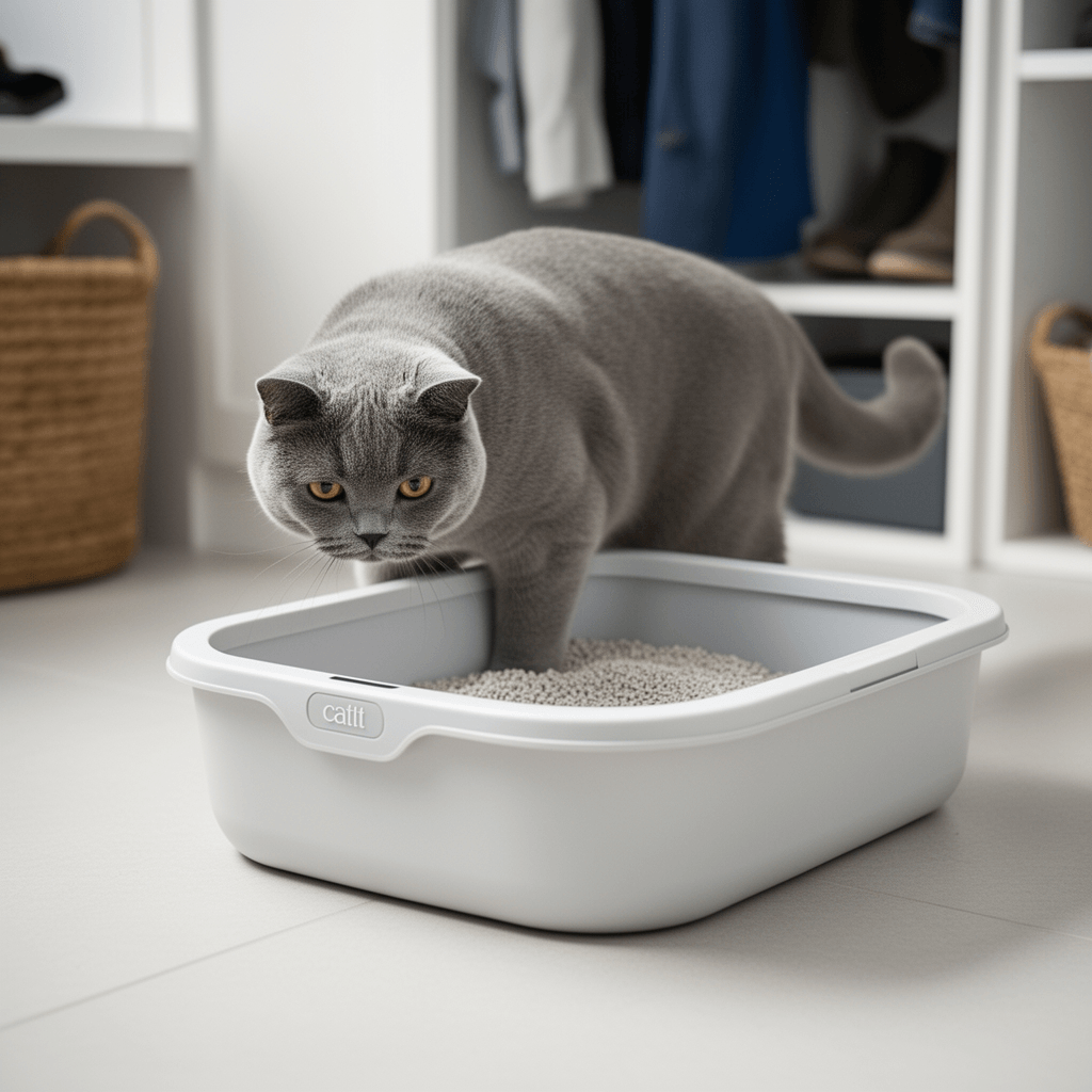 Catit Airsift Jumbo Hooded Litter Pan with cat - professional product lifestyle photo