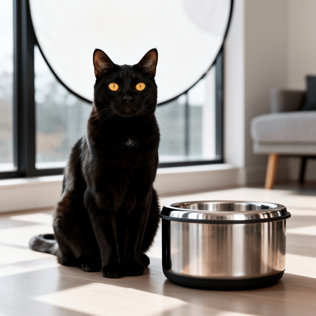 Non-stick Stainless Steel Litter Box with cat - professional product lifestyle photo