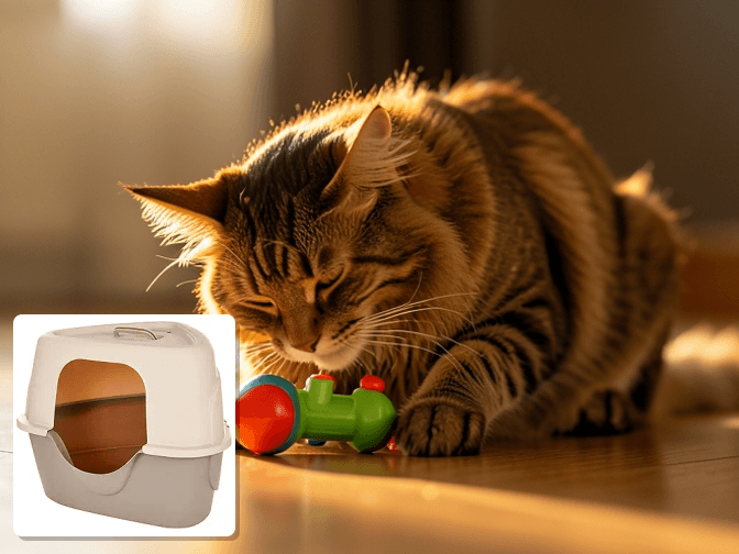 Cat owner reviewing enclosed litter box with air filter system options for their pet in 2026