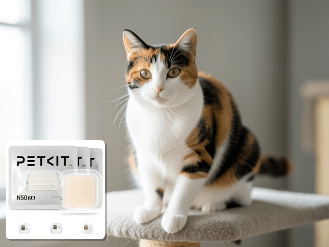 Cat owner reviewing litter box odor eliminator powder reviews options for their pet in 2026