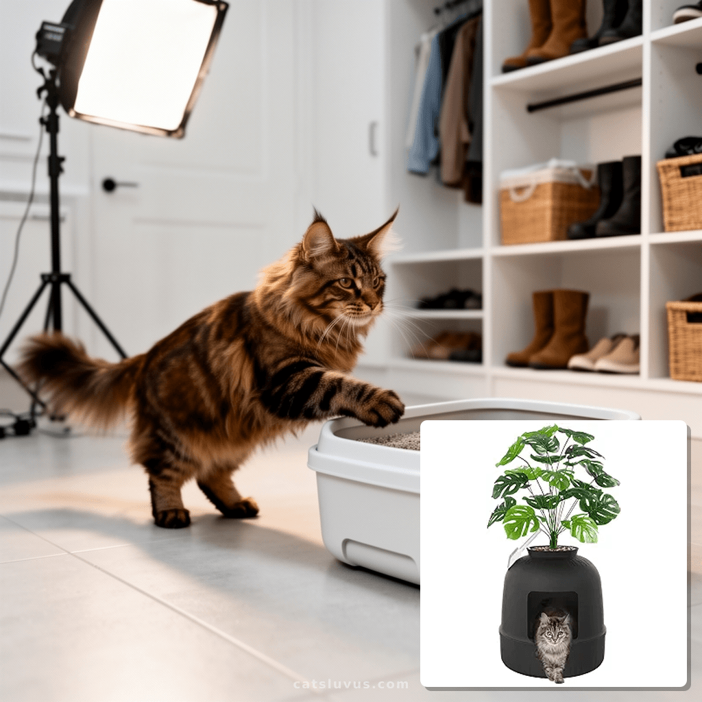 Lifewit Cat Litter Box with cat - professional product lifestyle photo