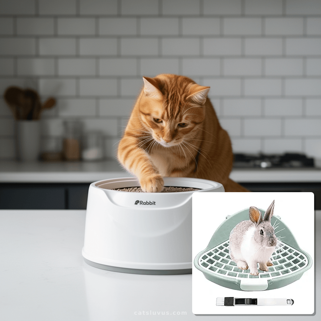 Rabbit Litter Box Bunny Corner Toilet Box Potty Trainer for  with cat - professional product lifestyle photo