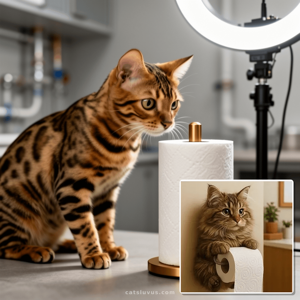 Cat Paper Holder with cat - professional product lifestyle photo