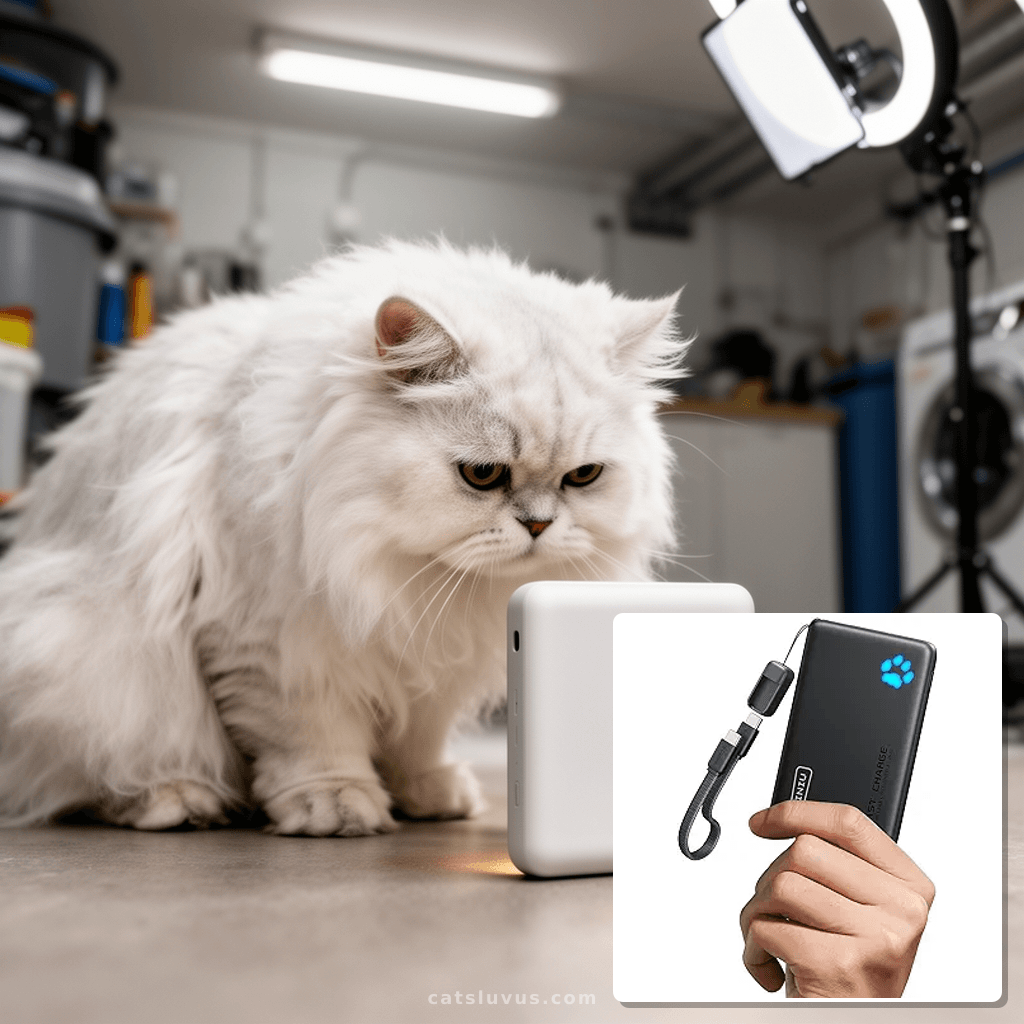 INIU Portable Charger with cat - professional product lifestyle photo