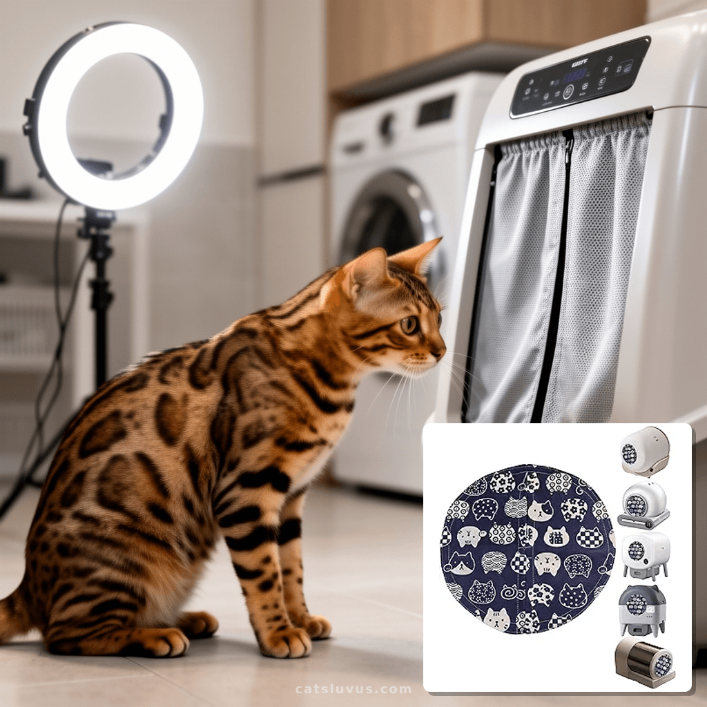Litter Box Odor Dust-Proof Door Curtain Matching for Automat with cat - professional product lifestyle photo