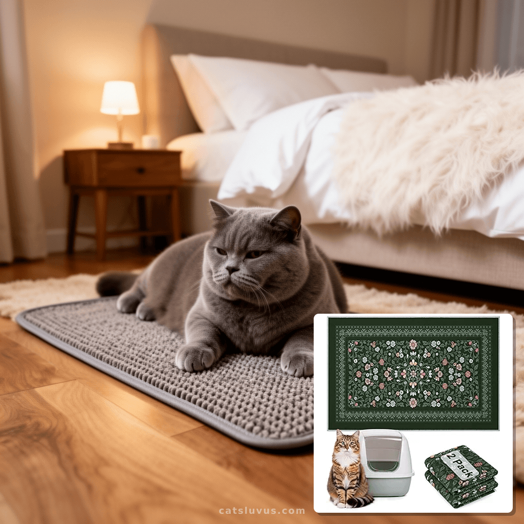 Bienbee Cat Litter Mat with cat - professional product lifestyle photo