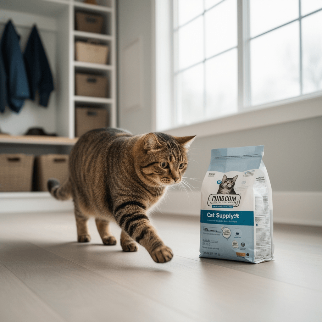 PetFusion ModestCat Litter Box Privacy Screen (3' Tall; 4' with cat - professional product lifestyle photo