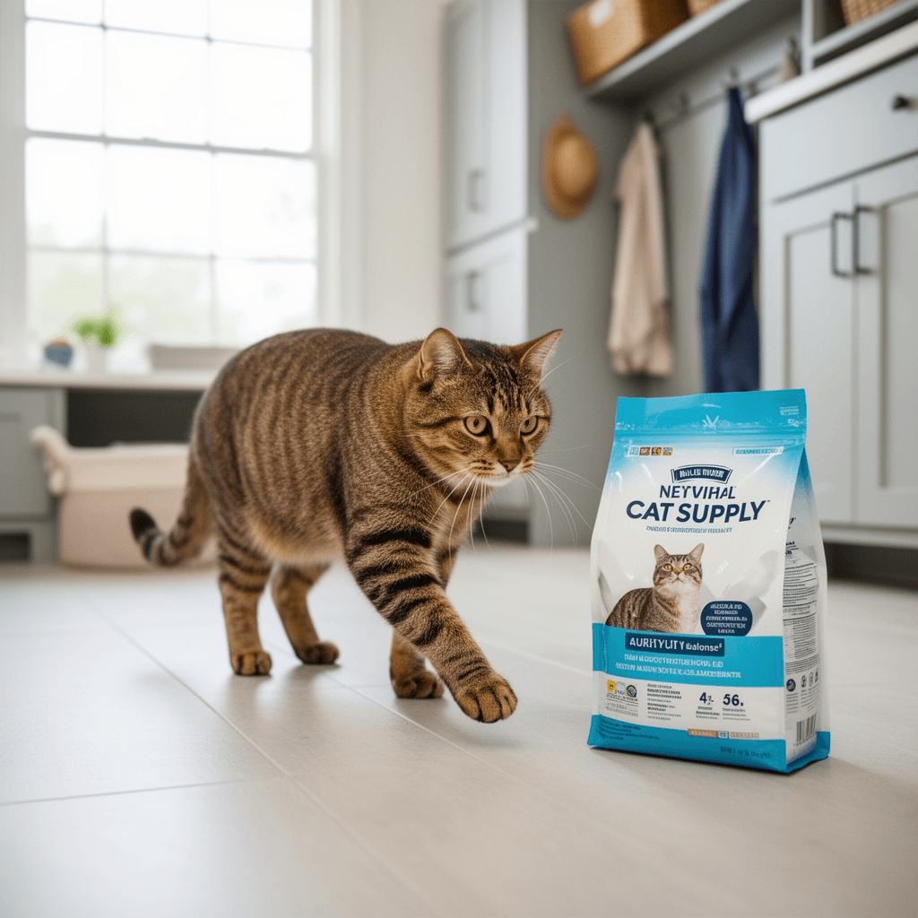 FHTONGE Extra Large Cat Litter Box Enclosure Splash Guard with cat - professional product lifestyle photo