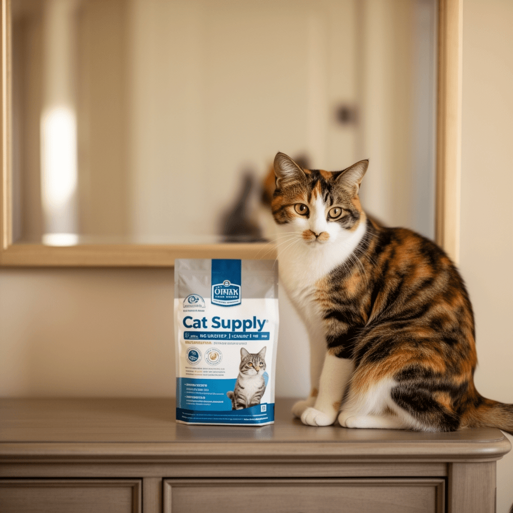 PetFusion Privacy Screen Cat Litter Box Furniture with cat - professional product lifestyle photo