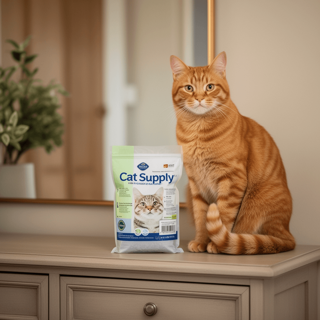 PetFusion Privacy Screen Cat Litter Box Furniture with cat - professional product lifestyle photo