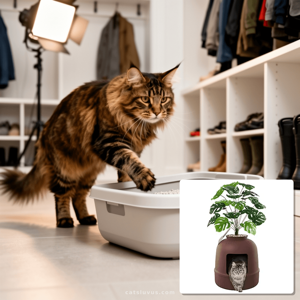 Lifewit Cat Litter Box with cat - professional product lifestyle photo