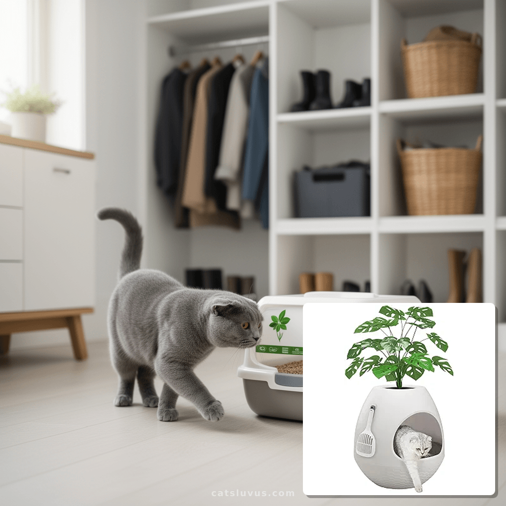 Eggloa6 Plant Litter Box with cat - professional product lifestyle photo