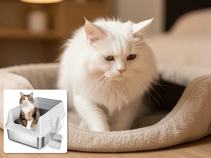 Cat owner reviewing best cat litter box privacy tent options for their pet in 2026