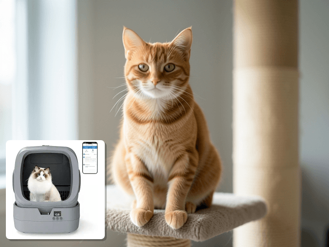 Cat owner reviewing diy cat litter box ventilation system options for their pet in 2026