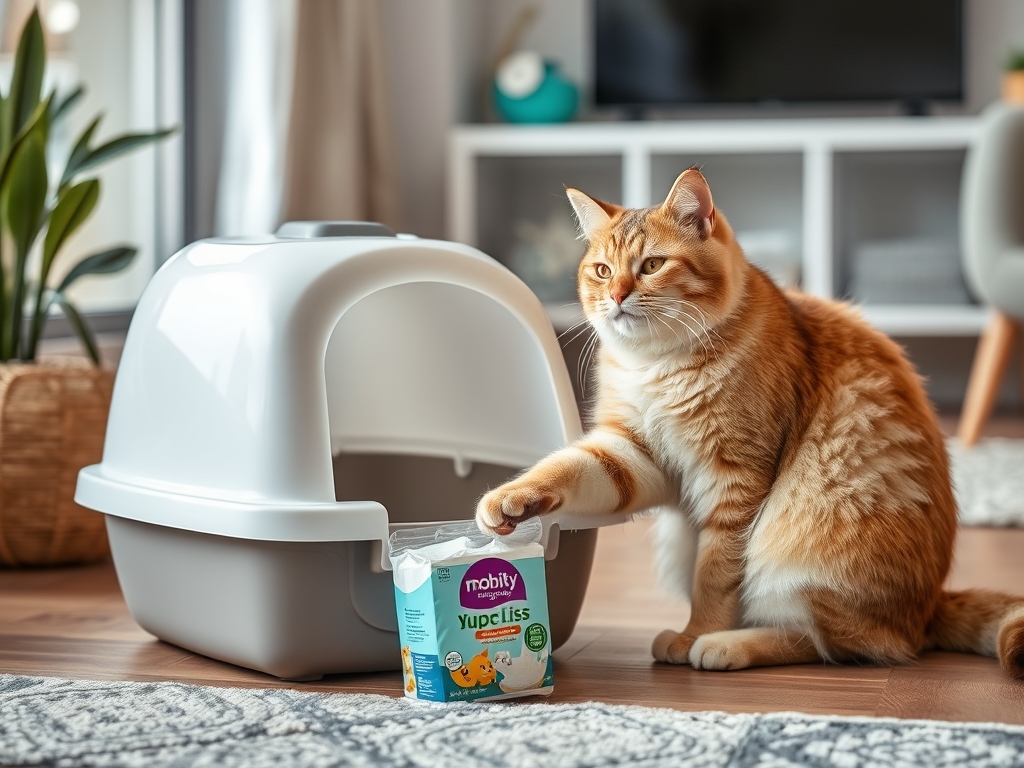 Cat owner reviewing do cats use litter boxes options for their pet in 2026