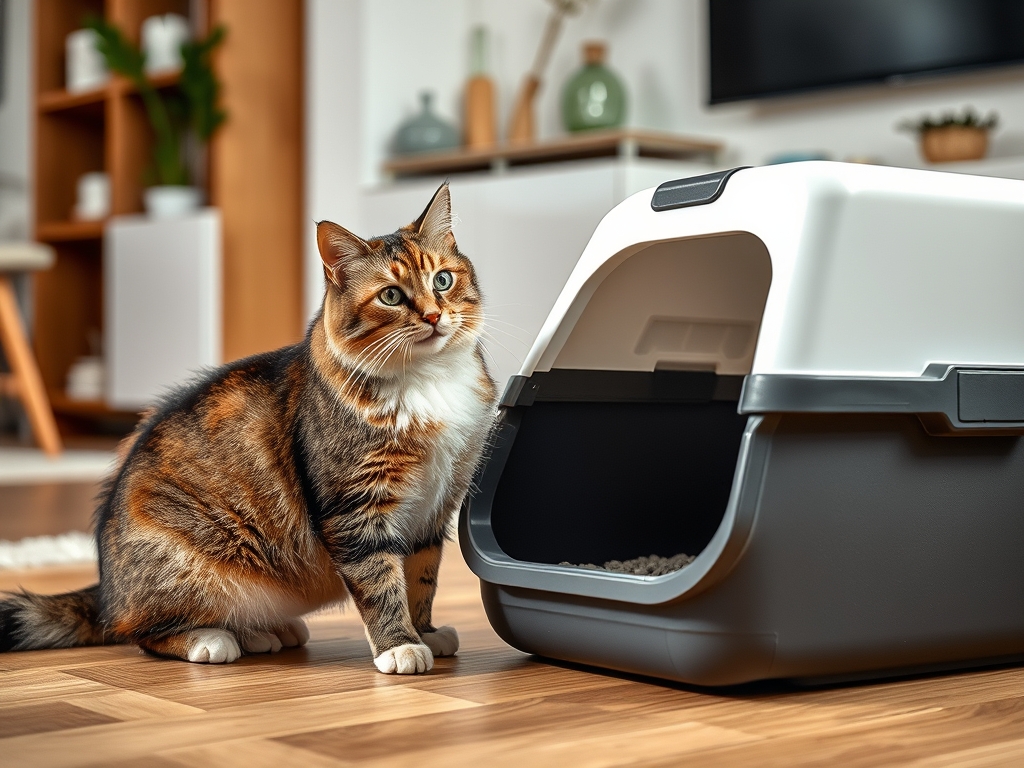 Cat owner reviewing how to get a cat to use a covered litter box options for their pet in 2026
