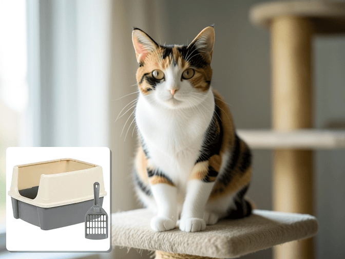 Cat owner reviewing best kitty litter boxes for multiple cats options for their pet in 2026