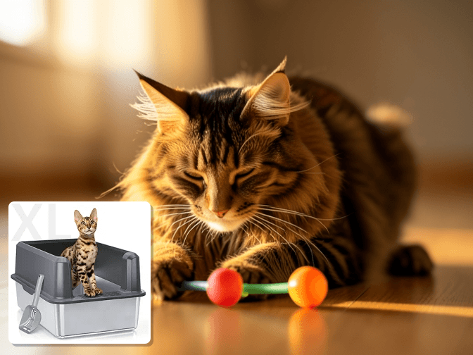 Cat owner reviewing kitty litter box for multiple cats options for their pet in 2026