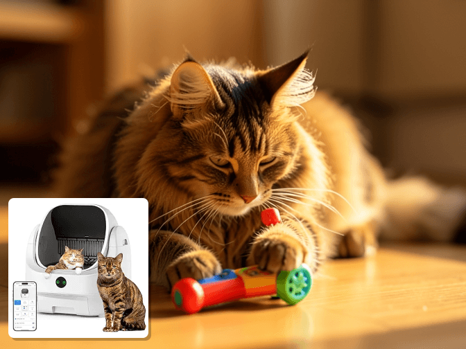 Cat owner reviewing self cleaning litter box for multiple cats options for their pet in 2026