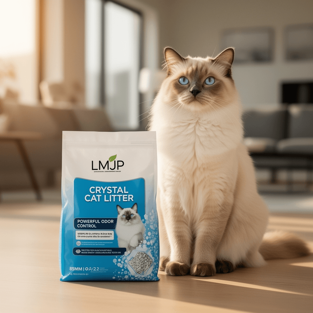 LMJP Crystal Cat Litter with Powerful Odor Control product lifestyle photo