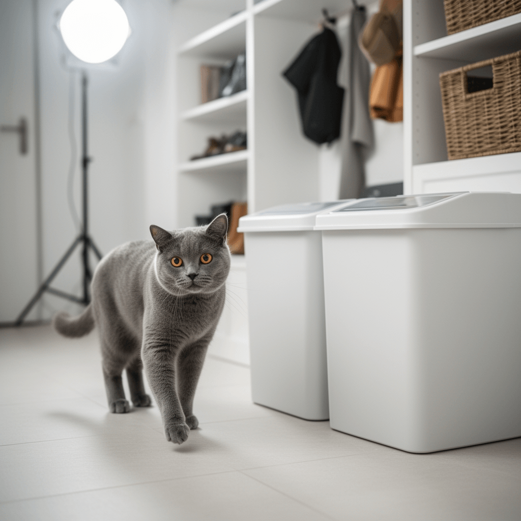 2 Pcs Cat Litter Storage Container with Airtight Lid and with cat - professional product lifestyle photo