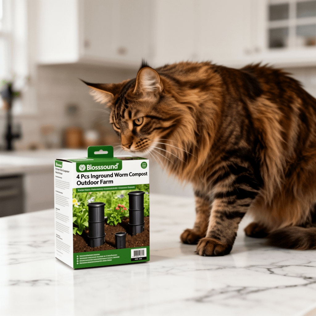 Blosssound 4 Pcs Inground Worm Composter Outdoor Farm with cat - professional product lifestyle photo