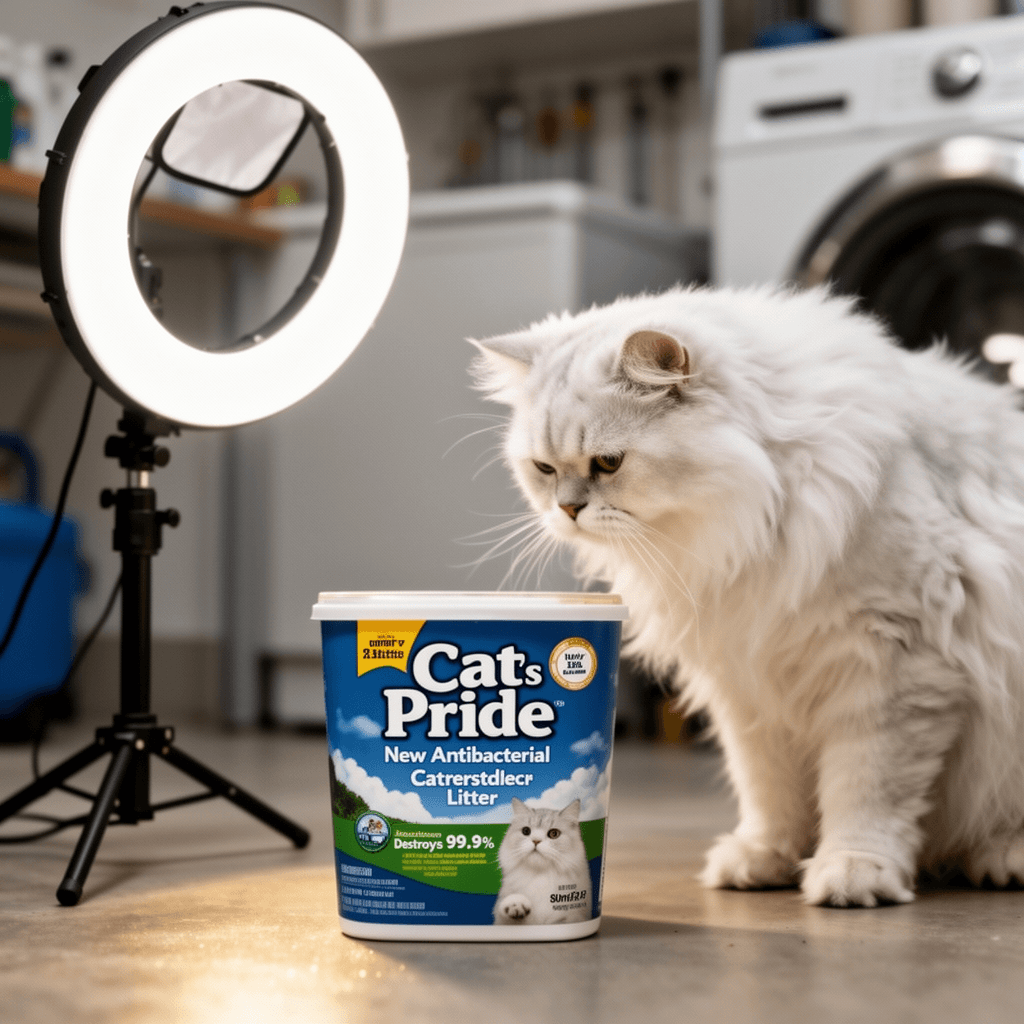 Cat's Pride New Antibacterial Cat Litter: Destroys 99.9% of with cat - professional product lifestyle photo