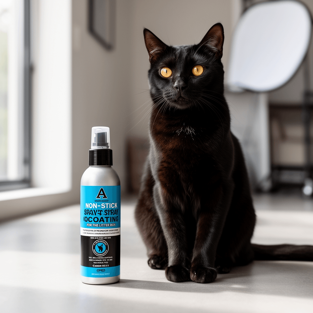 A Non-Stick Spray Coating for The Litter Box or pet with cat - professional product lifestyle photo