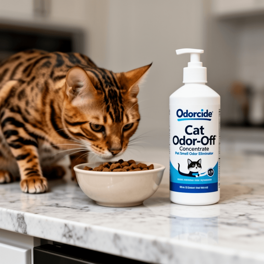 Odorcide Cat Odor-Off Concentrate Pet Smell Odor Eliminator with cat - professional product lifestyle photo