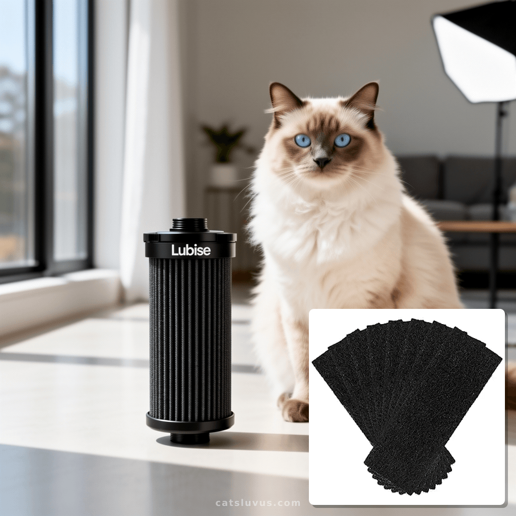 Lubise 8Pcs Carbon Filters Compatible with LR 3 with cat - professional product lifestyle photo