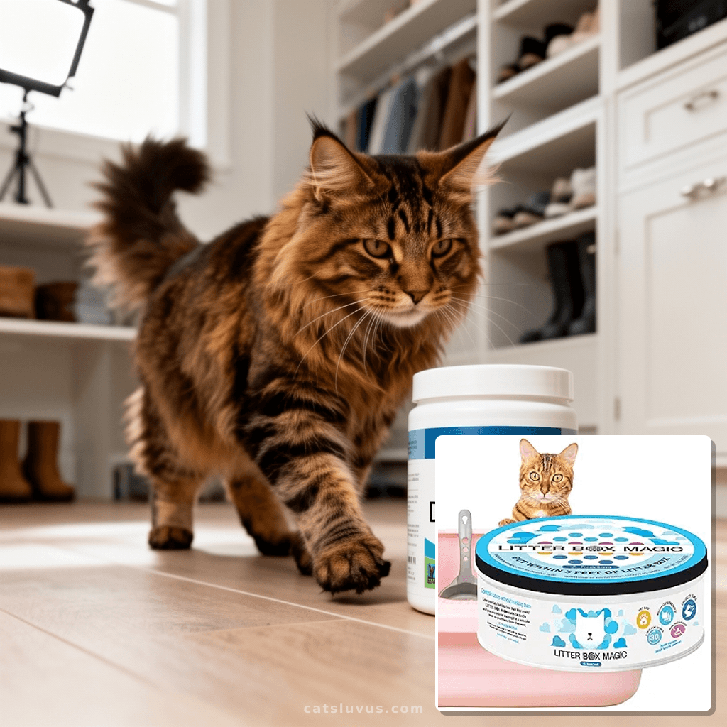 Cat Litter Deodorizer Jar with cat - professional product lifestyle photo