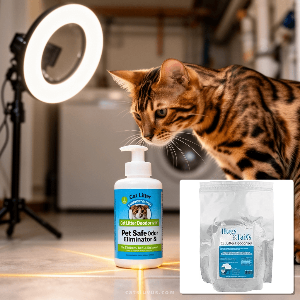 NewKe Universal Pet Deodorizer Gel for Self-Cleaning Cat with cat - professional product lifestyle photo